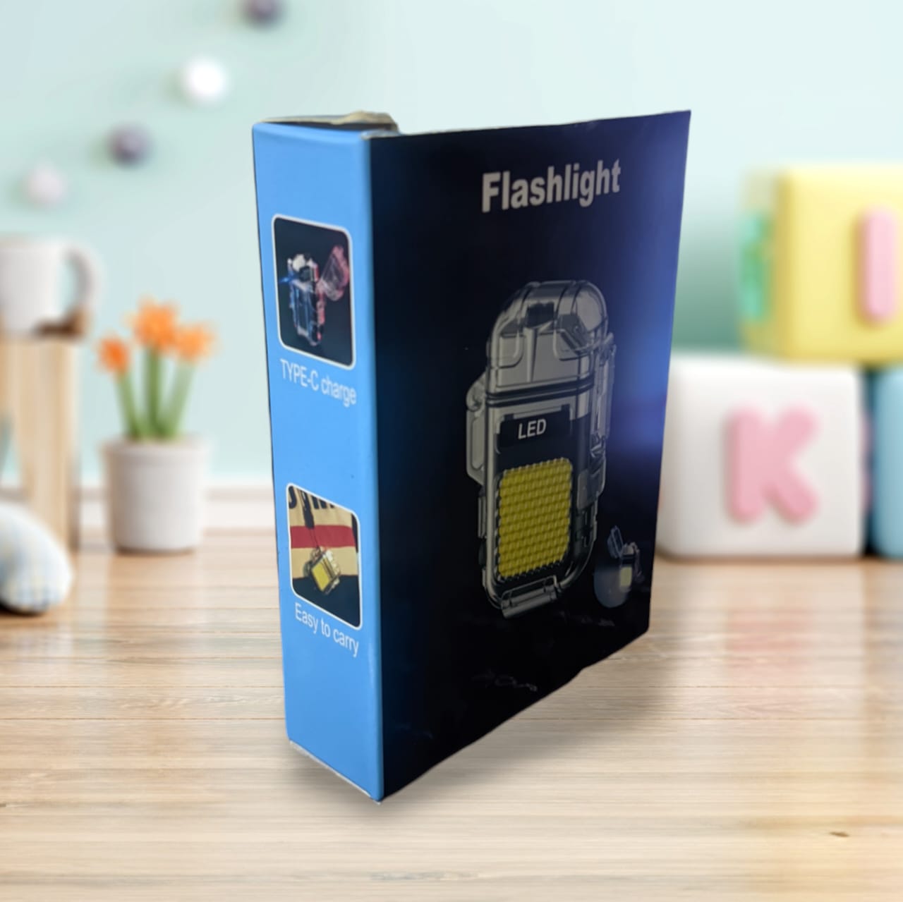 Led flashlight with lighter
